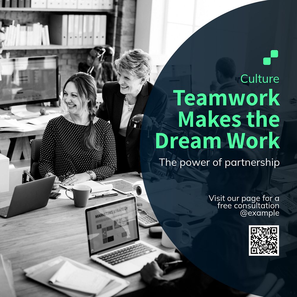 Teamwork Instagram post template, editable design