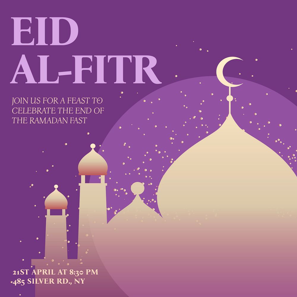 Eid al-Fitr Instagram post template, editable text