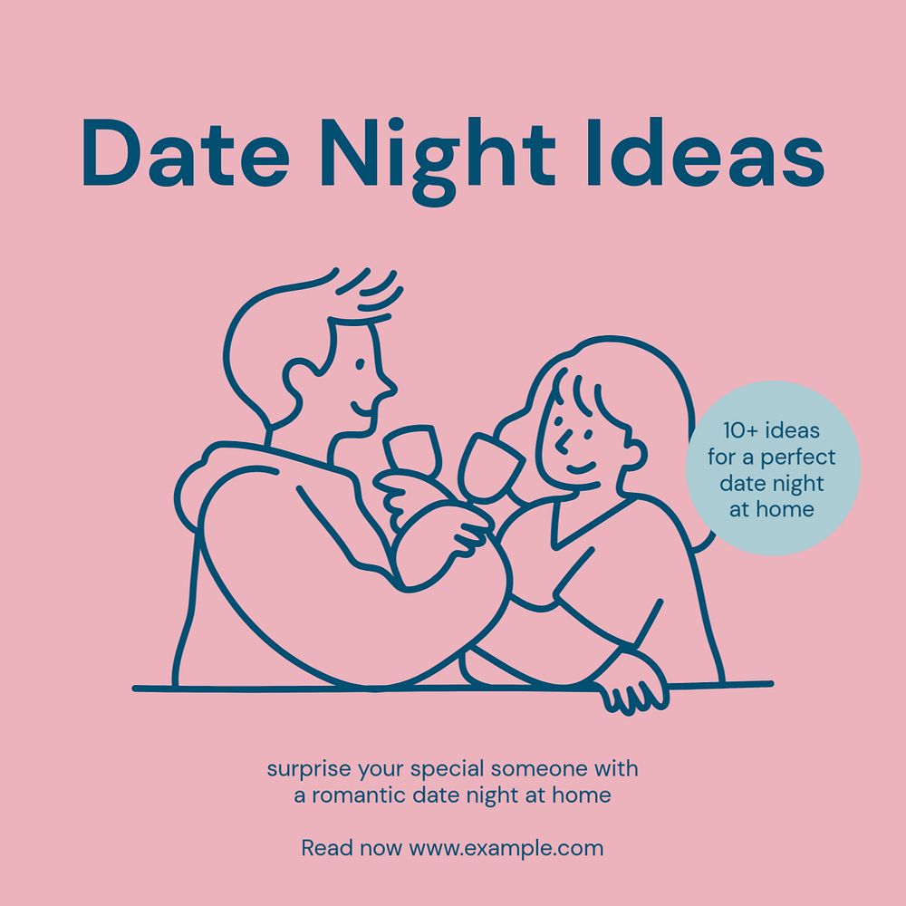 Date night ideas Instagram post template, editable text