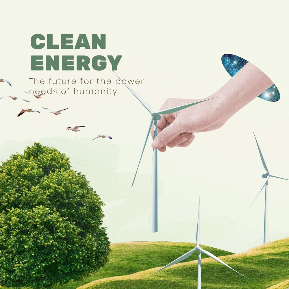 Clean energy Facebook post template, editable design