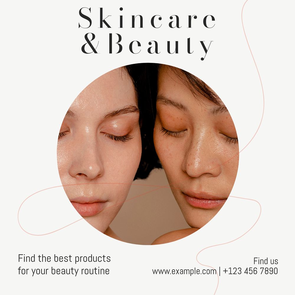 Skincare & beauty Instagram post template, editable text