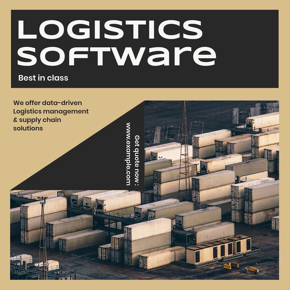 Logistics software Instagram post template, editable text