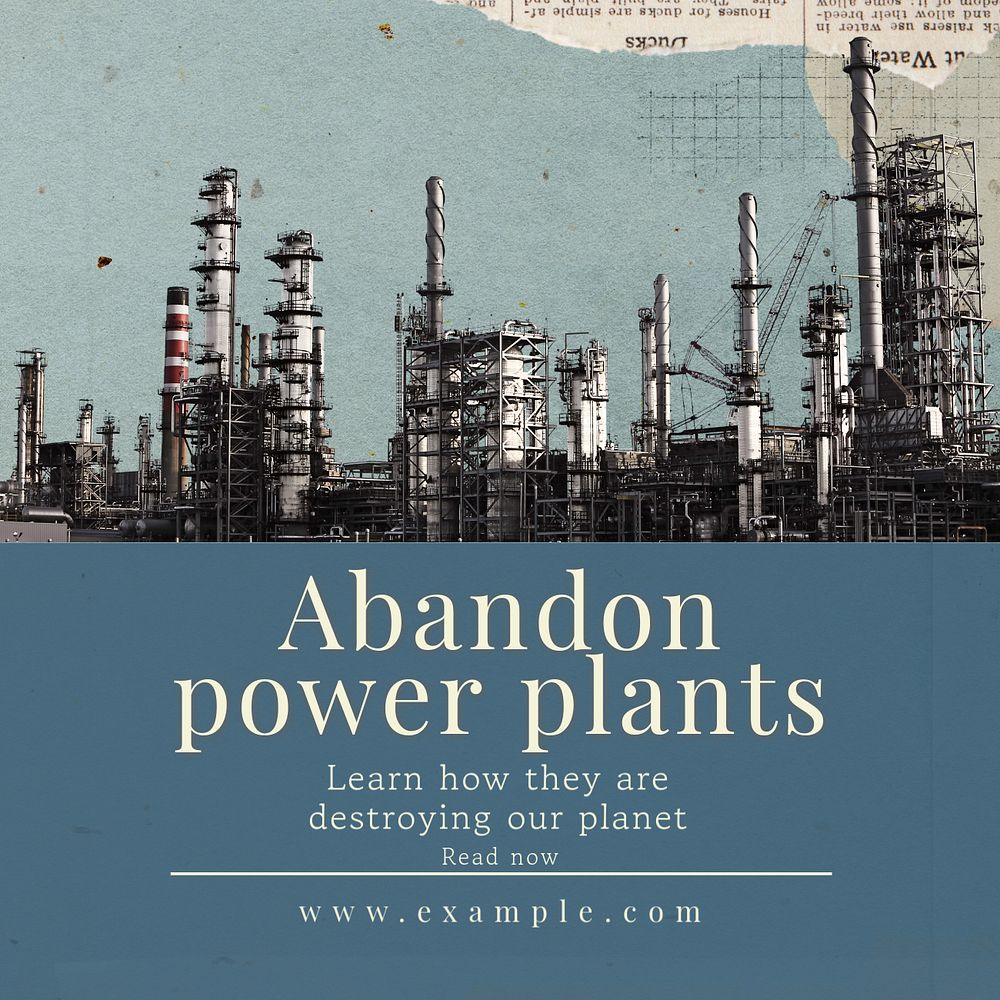 Power plants Facebook post template, editable design