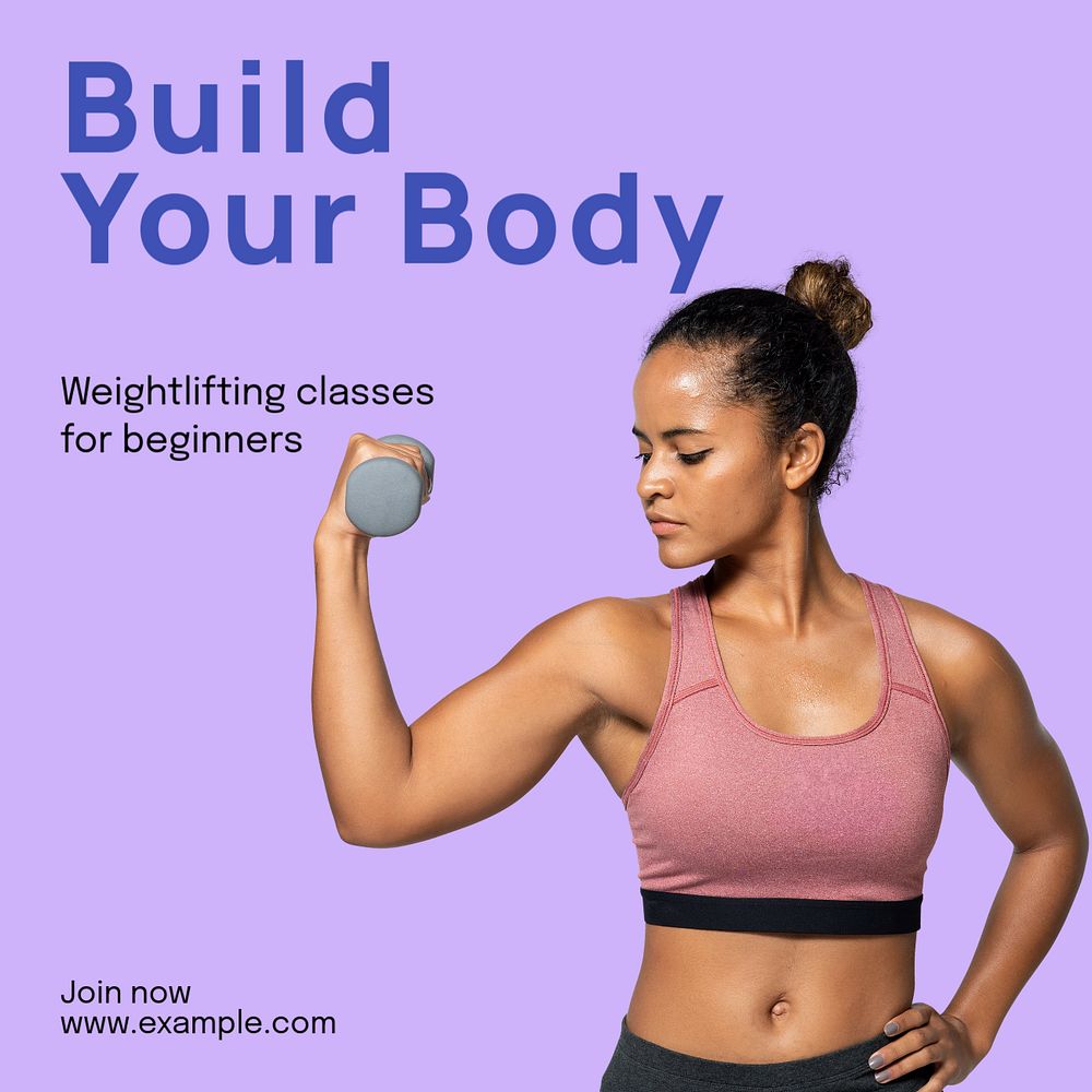 Build your body Instagram post template, editable text