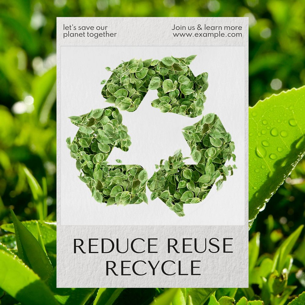 Reduce reuse recycle Instagram post template, editable text