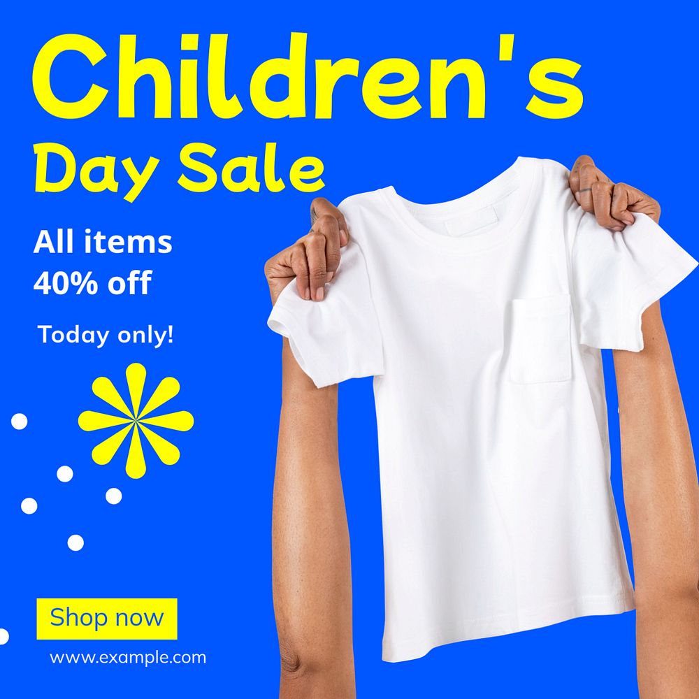 Children's day sale post template, editable social media design