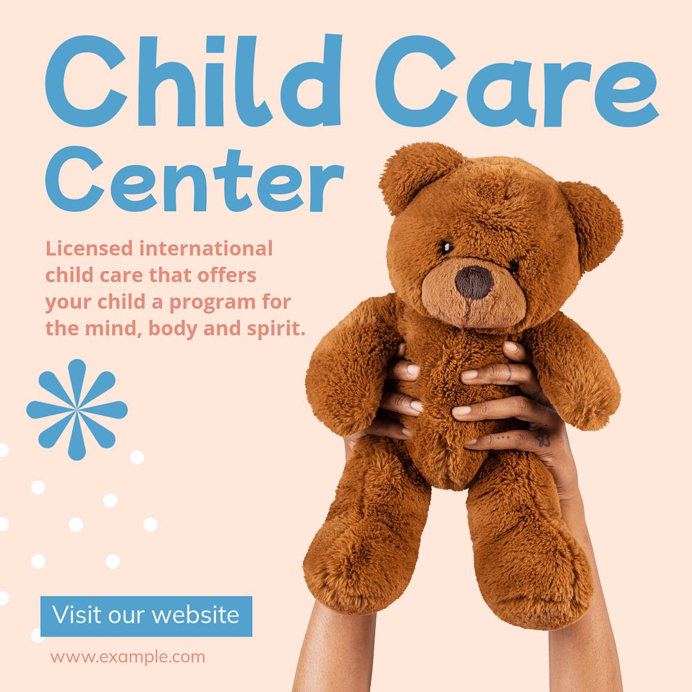 Child care center post template, editable social media design