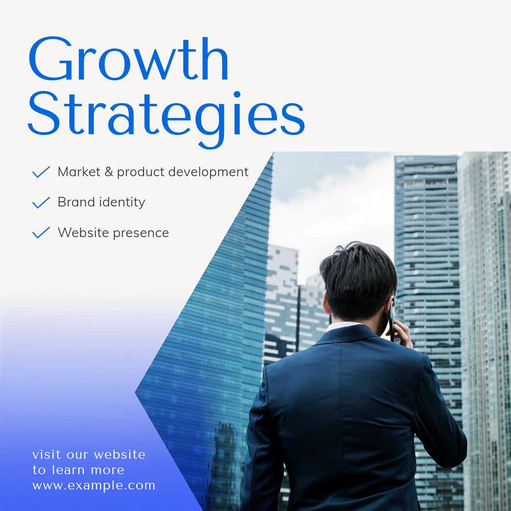 Growth strategies Instagram post template, editable text