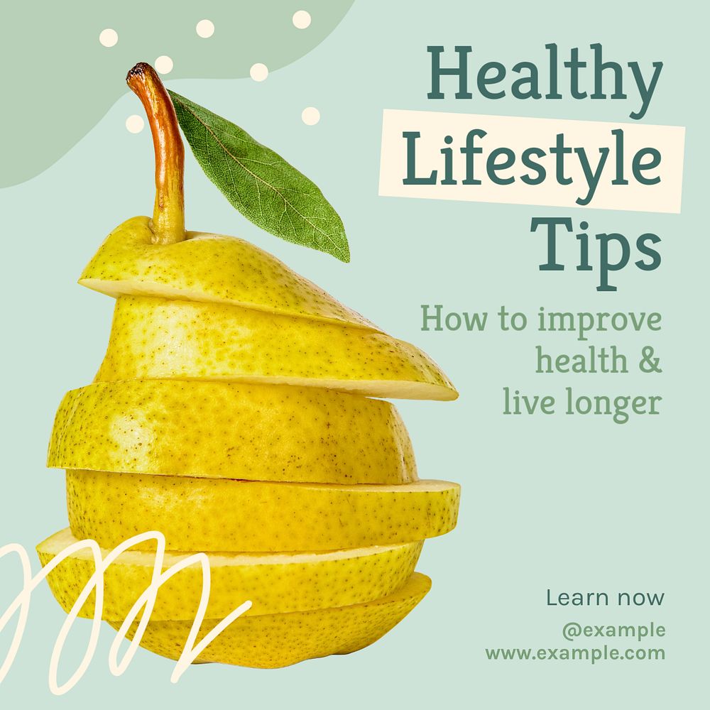 Healthy lifestyle tips post template, editable social media design