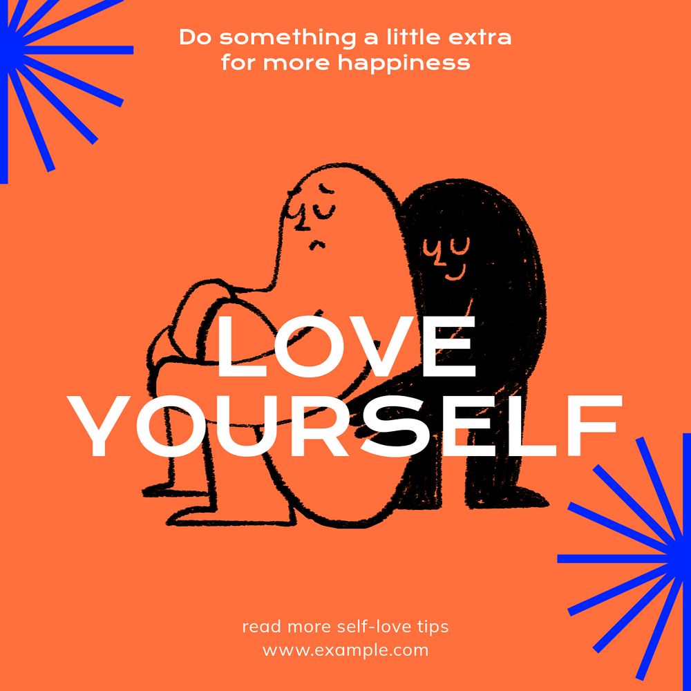 Love yourself Instagram post template, editable text