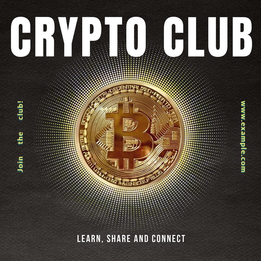 Crypto club Facebook post template, editable design