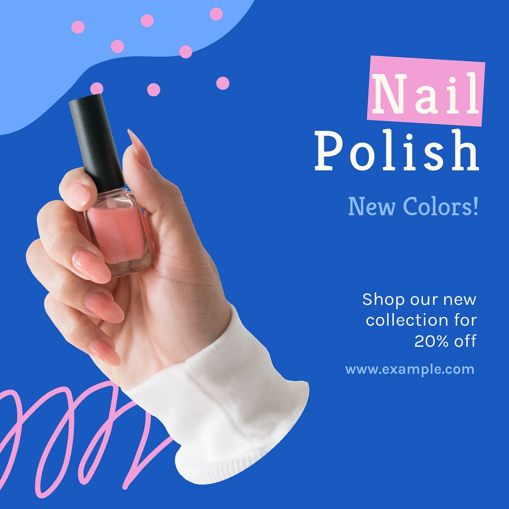 Nail polish Instagram post template, editable text