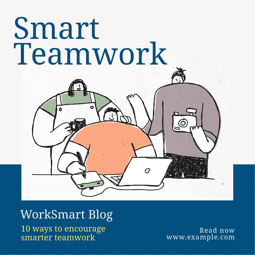 Smart teamwork Facebook post template, editable design