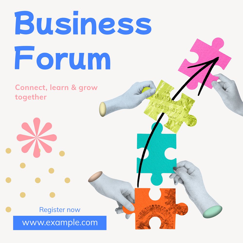 Business forum Instagram post template, editable text