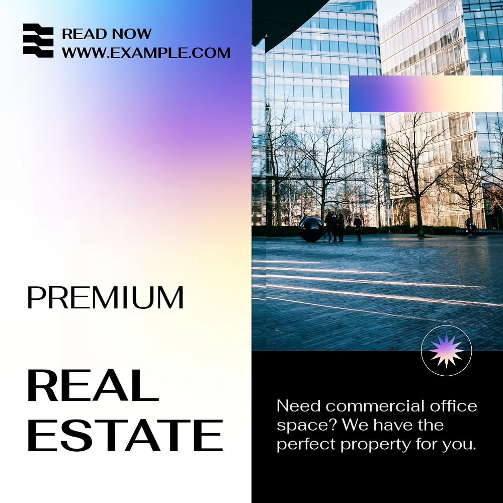 Premium real estate Instagram post template, editable text