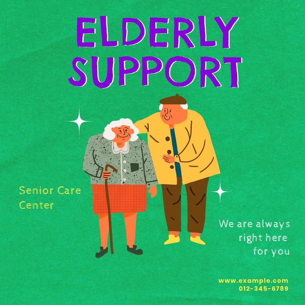 Elderly support Facebook post template, editable design