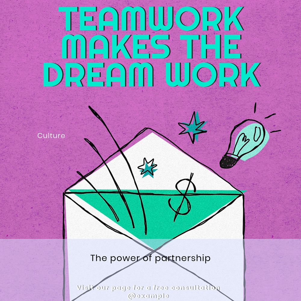 Teamwork Facebook post template, editable design