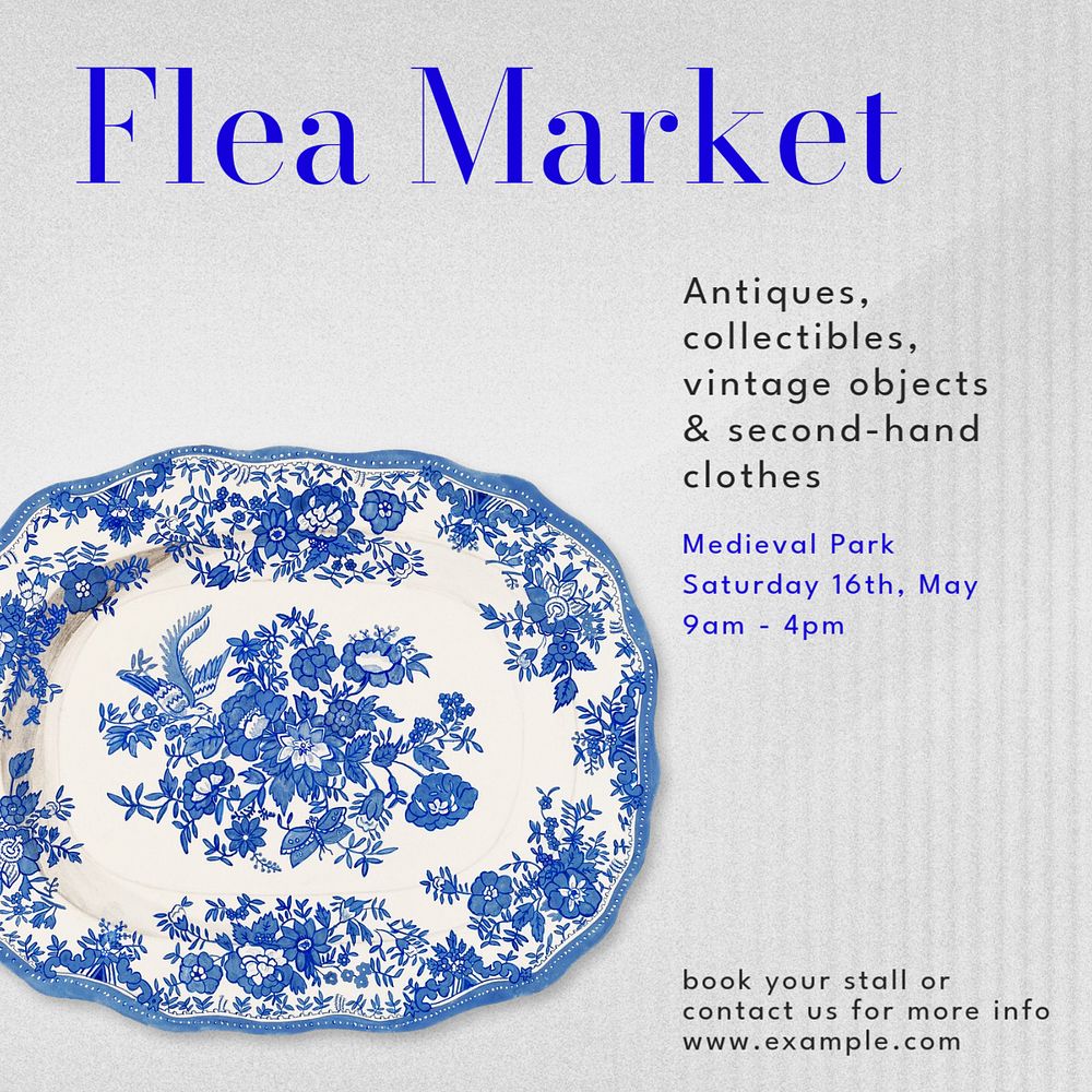 Flea market Facebook post template, editable design