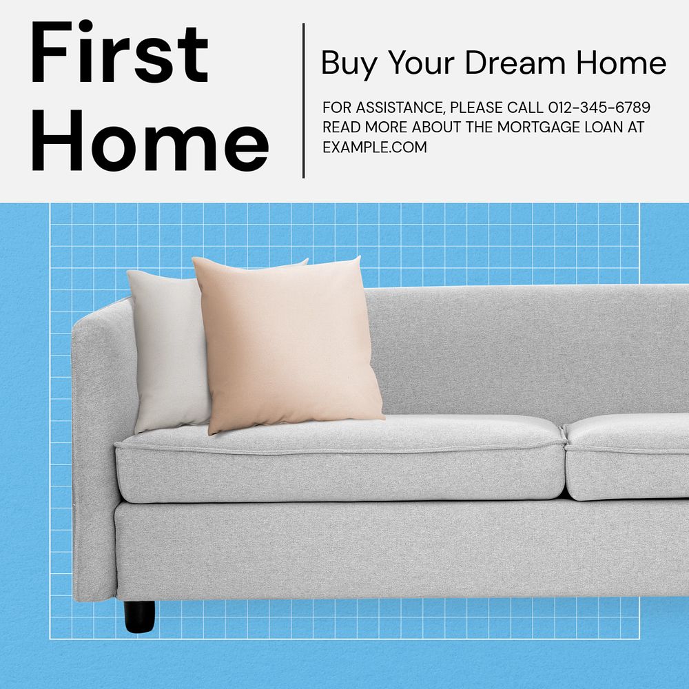 First home Facebook post template, editable design