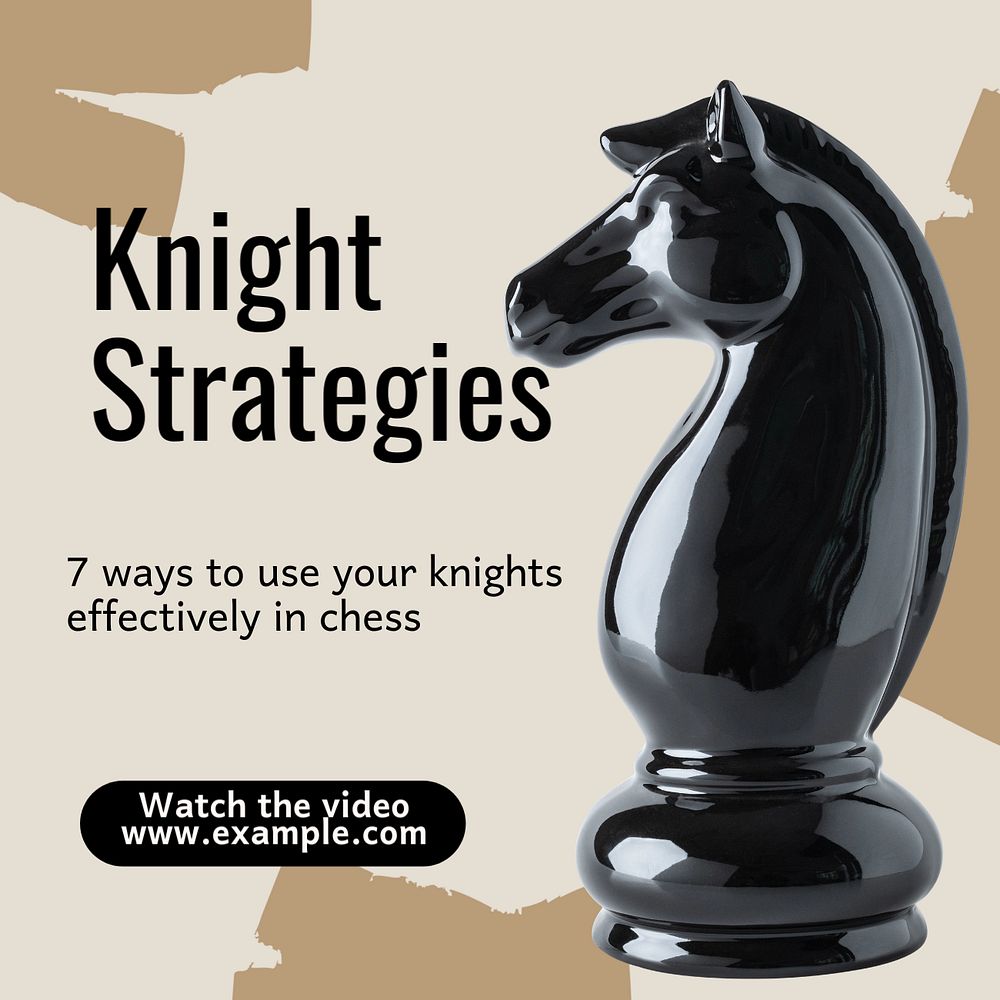 Knight strategy chess Instagram post template, editable text