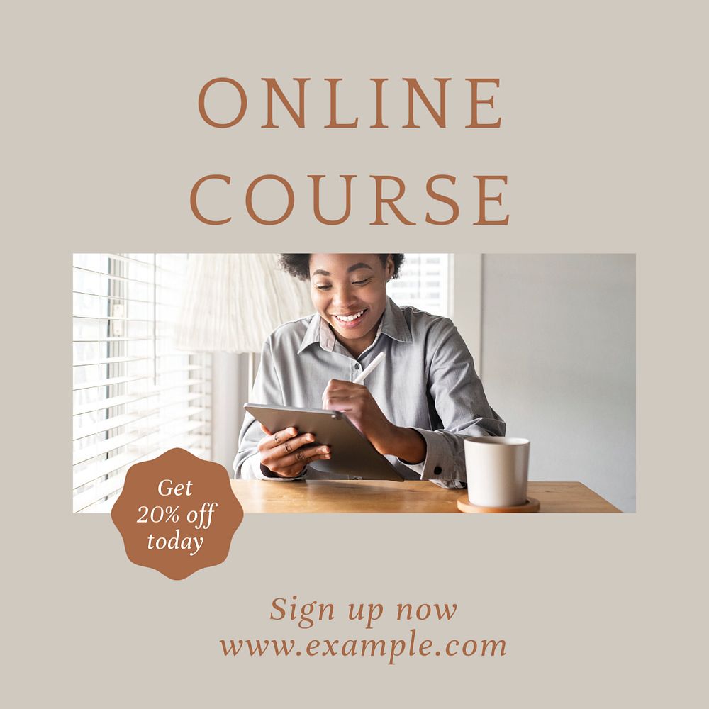 Online course Instagram post template, editable text