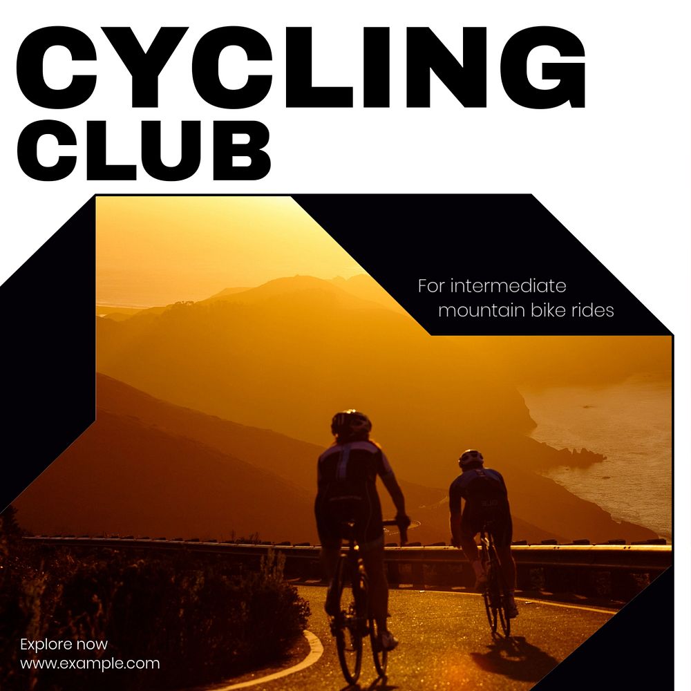 Cycling club Instagram post template, editable text