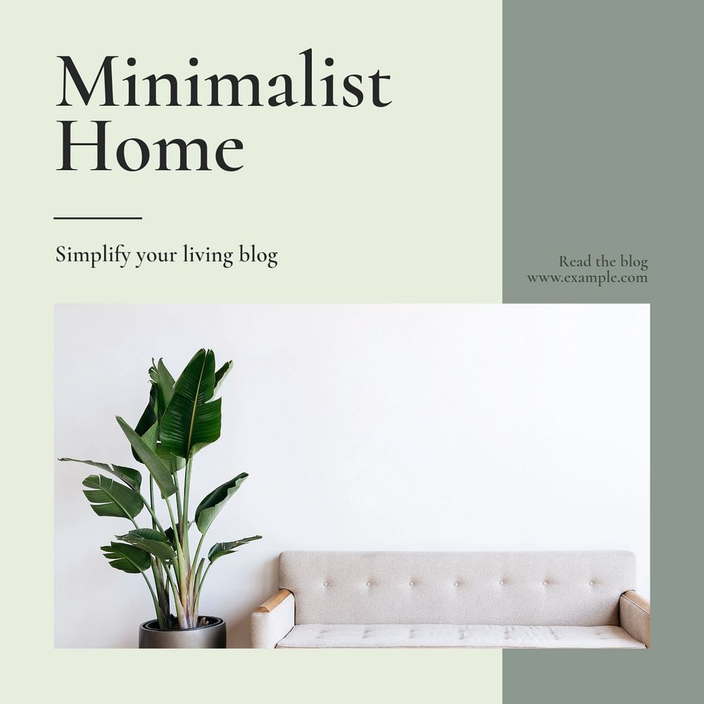 Minimalist home Instagram post template, editable text