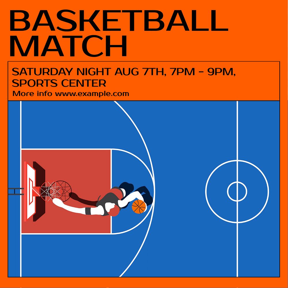 Basketball Match Instagram post template, editable text