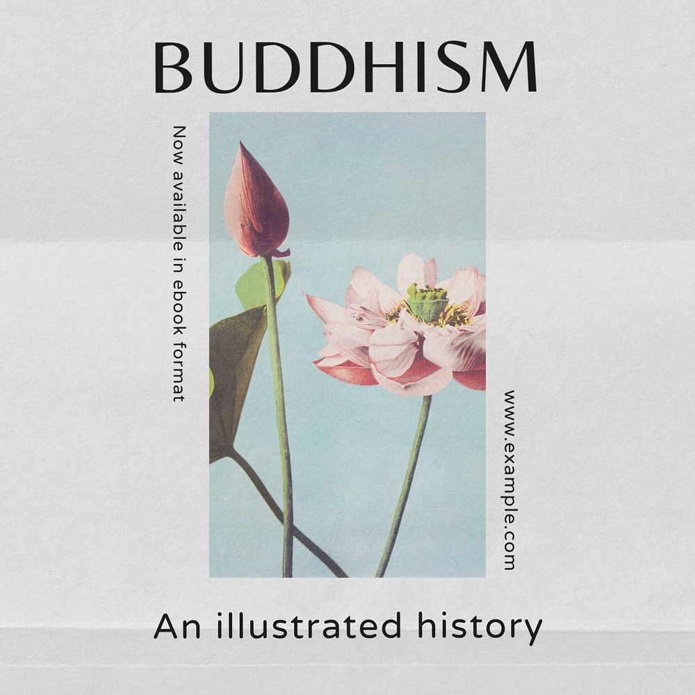 Buddhism history Instagram post template, editable text