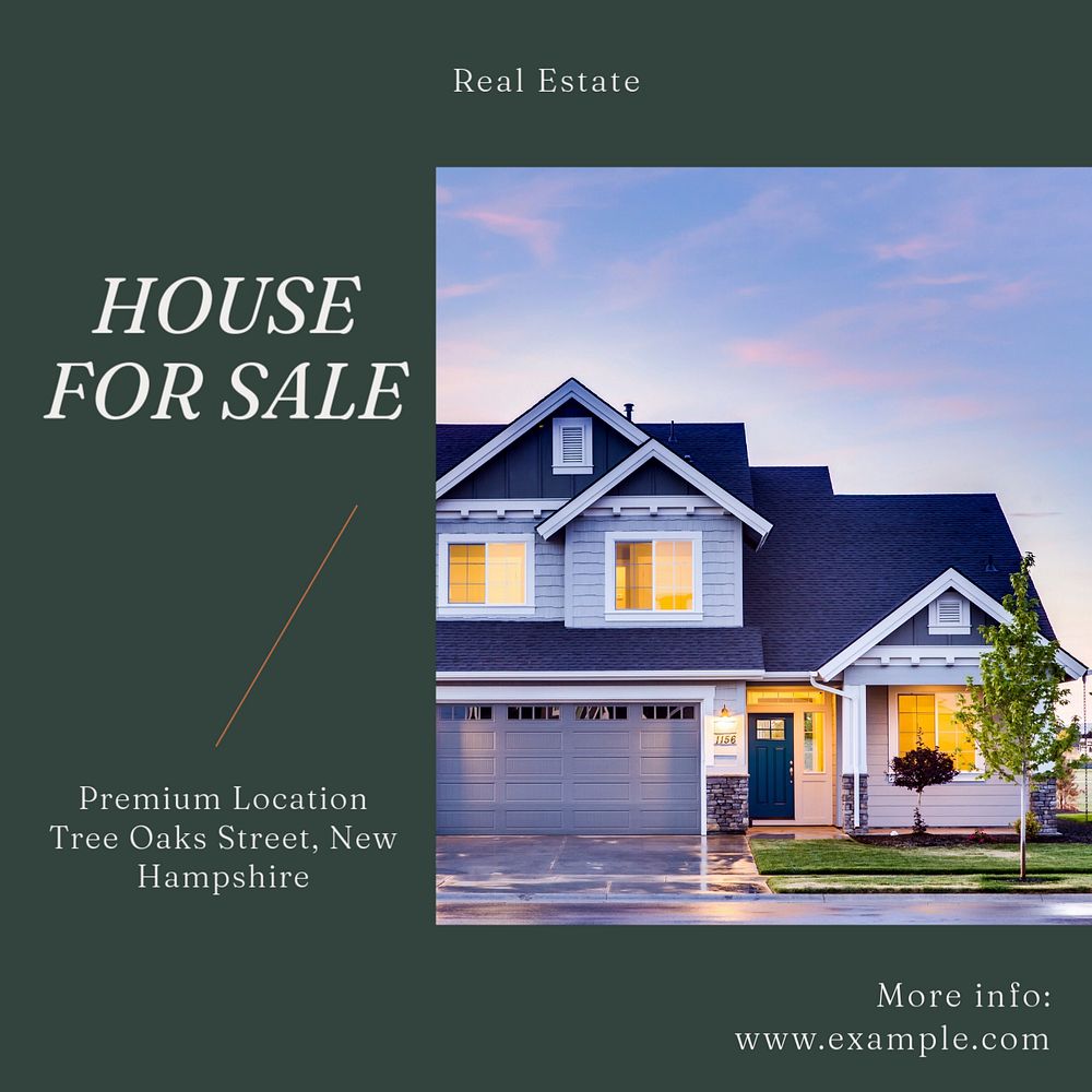 House for sale Instagram post template, editable text