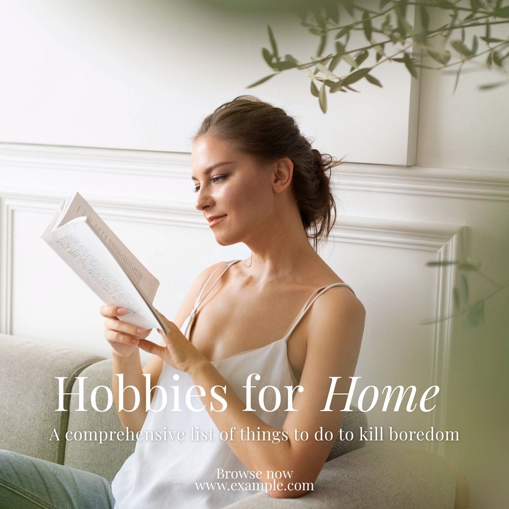 Hobbies for home post template, editable social media design