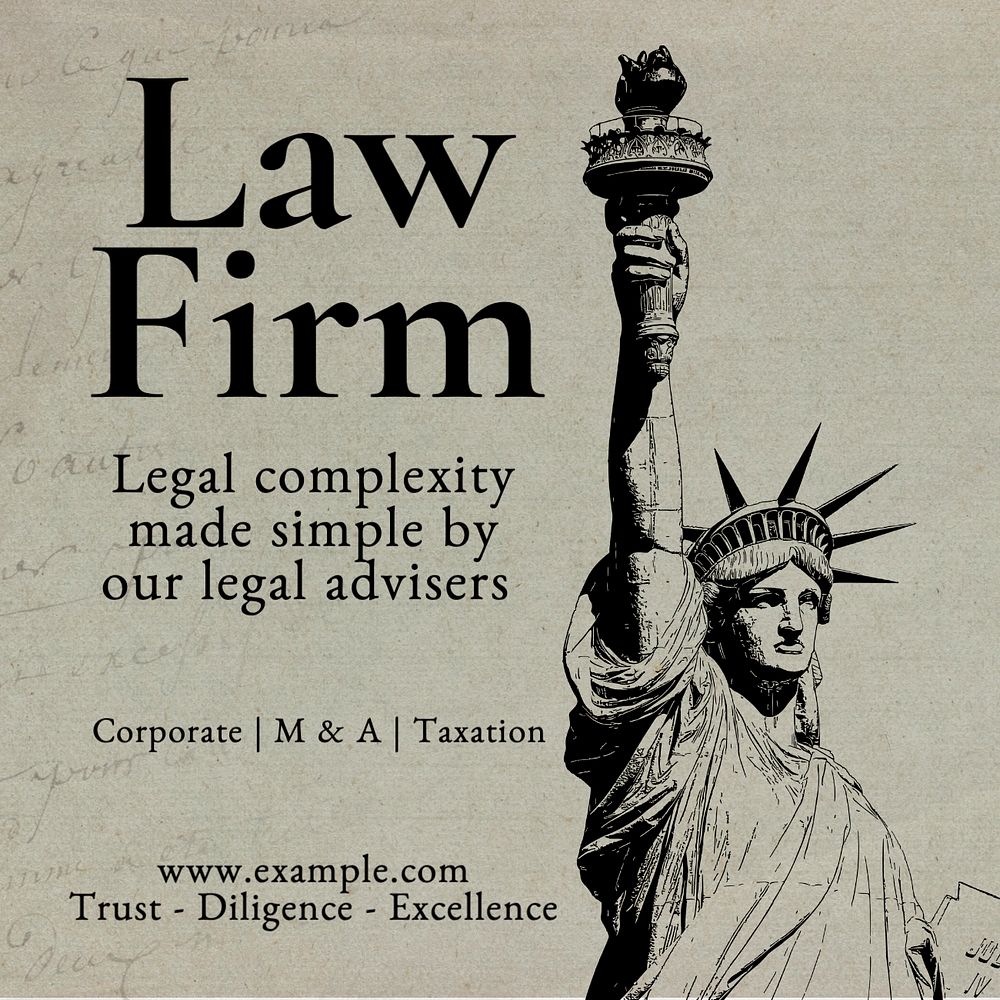 Law firm Instagram post template, editable text