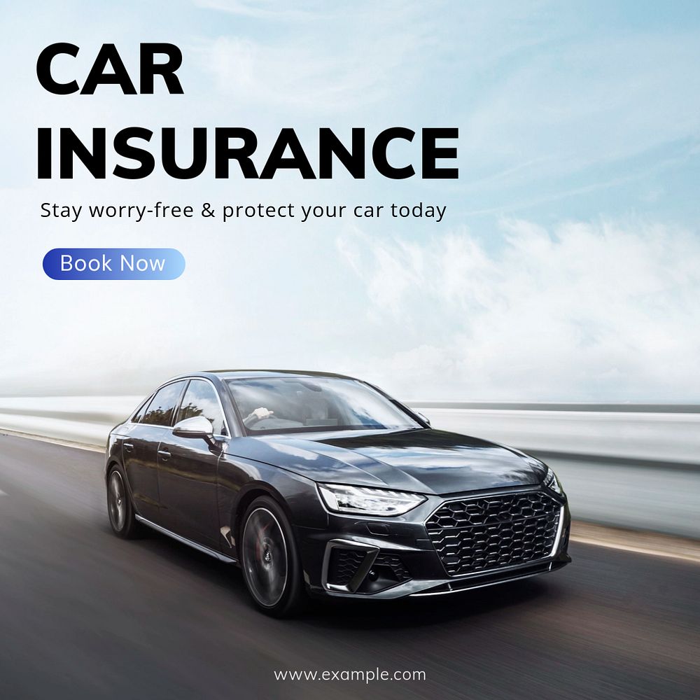 Car insurance Instagram post template, editable text