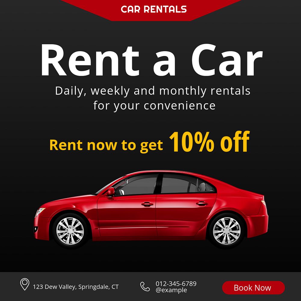 Car rentals Instagram post template