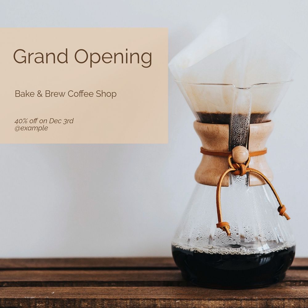 Grand opening Instagram post template, editable text