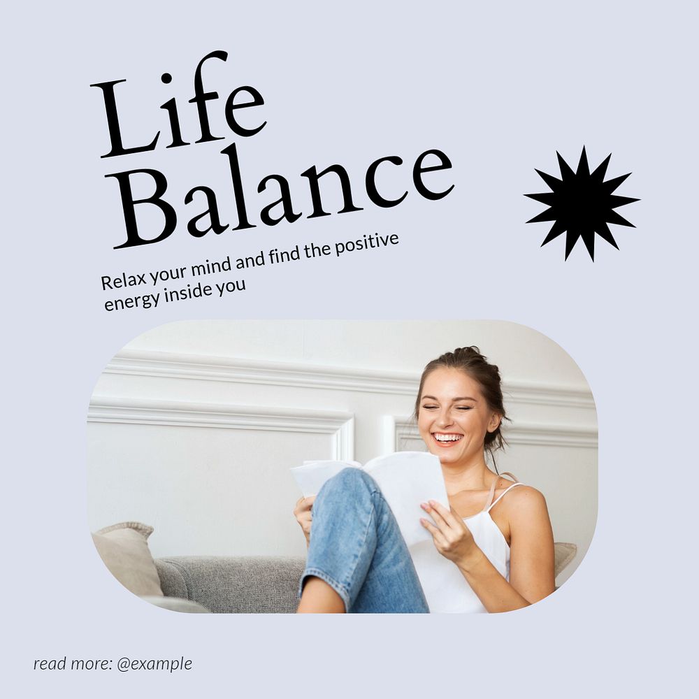 Life balance Facebook post template, editable design