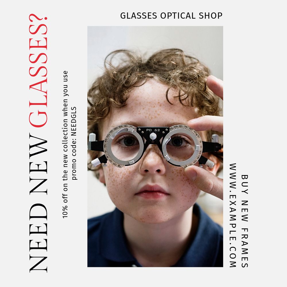 Glasses optical shop post template, editable social media design