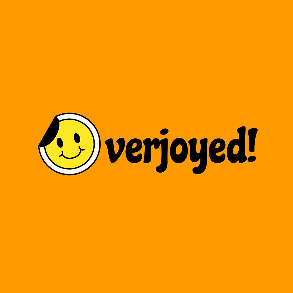 Overjoyed editable logo, line art design