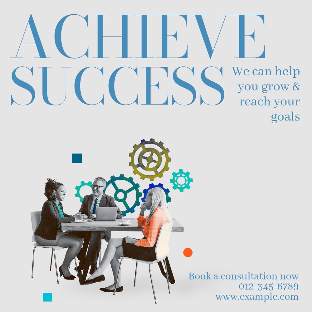 Achieve success Instagram post template, editable text