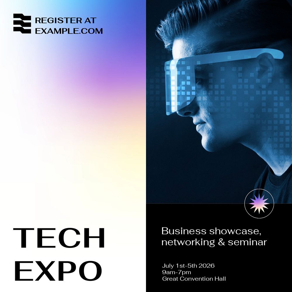 Tech expo Instagram post template, editable text