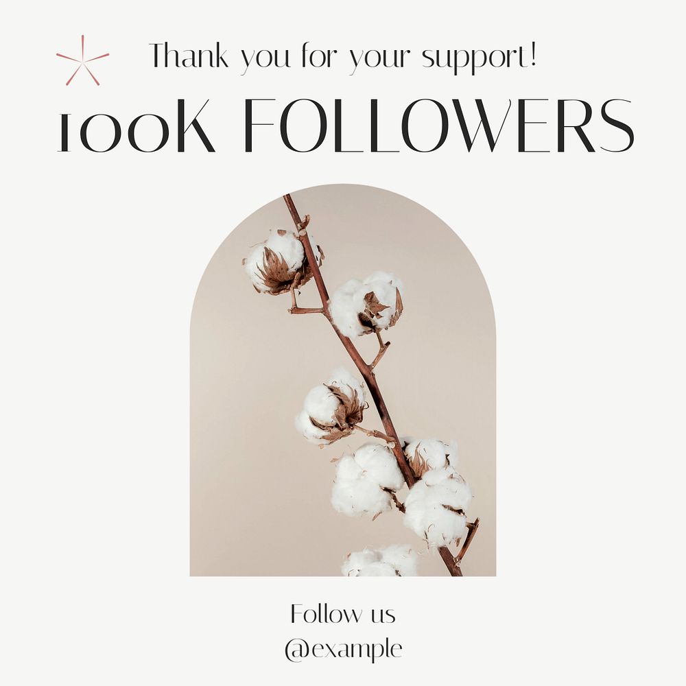 100k followers Instagram post template, editable text