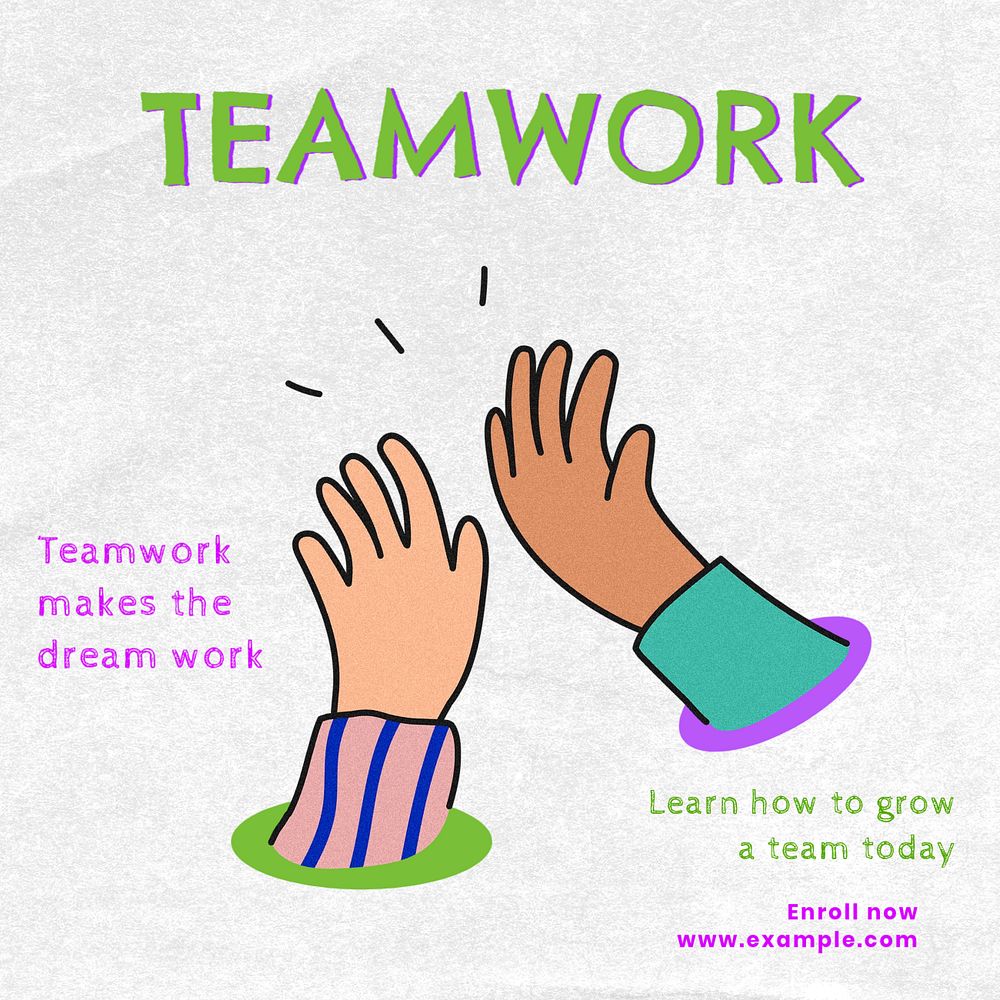 Teamwork class Facebook post template, editable design