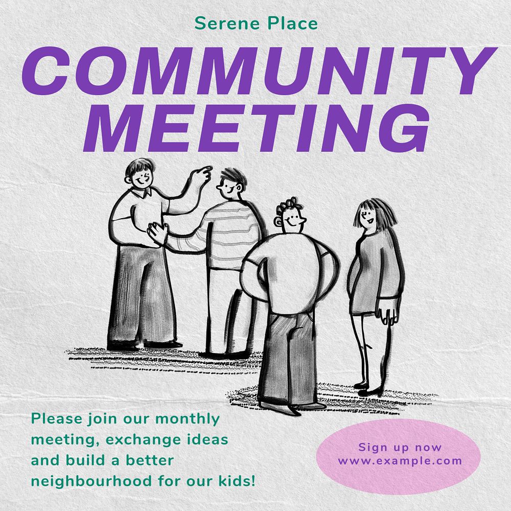 Community meeting Facebook post template, editable design