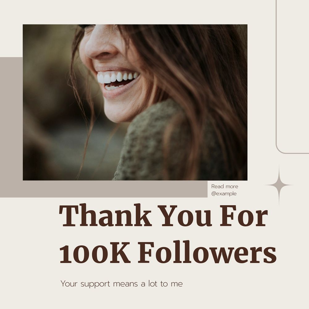 100k followers Instagram post template, editable text