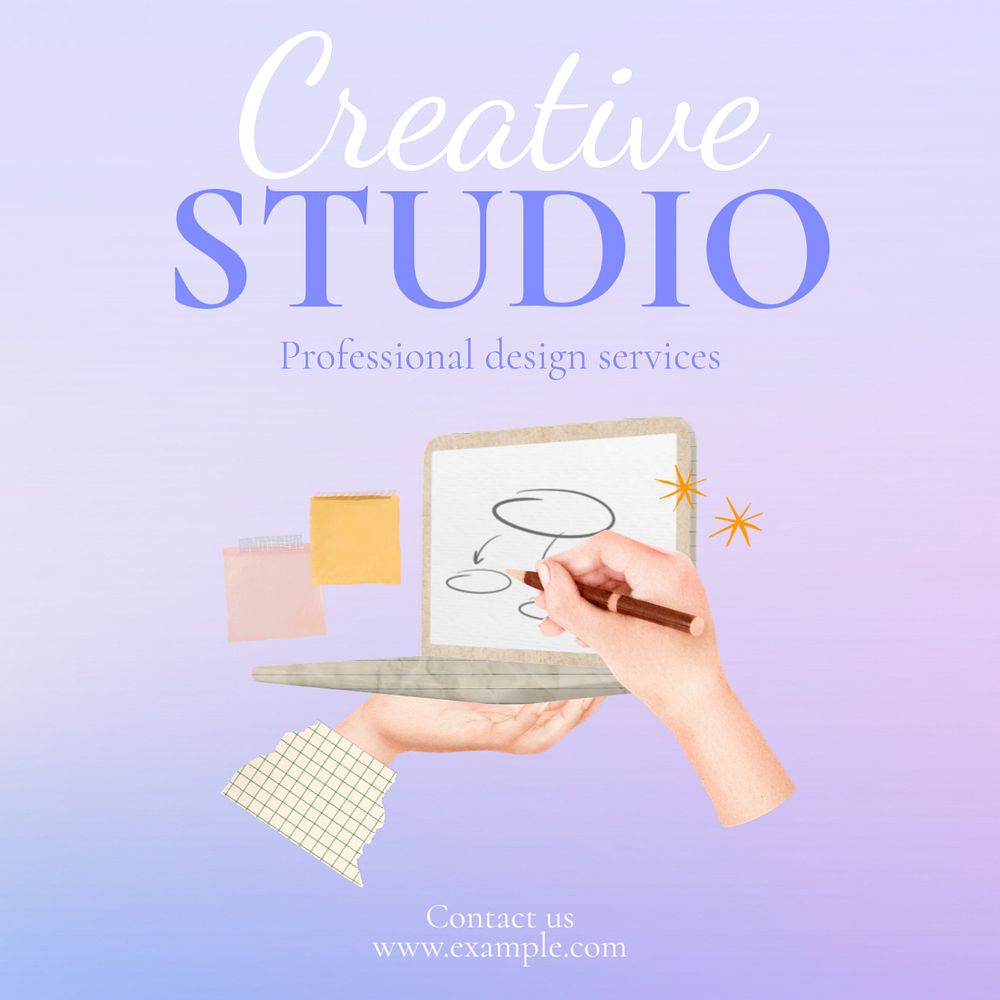 Creative studio  Instagram post template, editable text