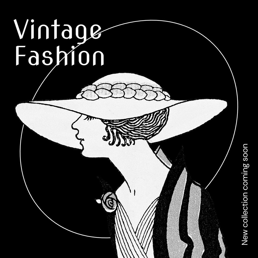 Vintage fashion Instagram post template, editable text