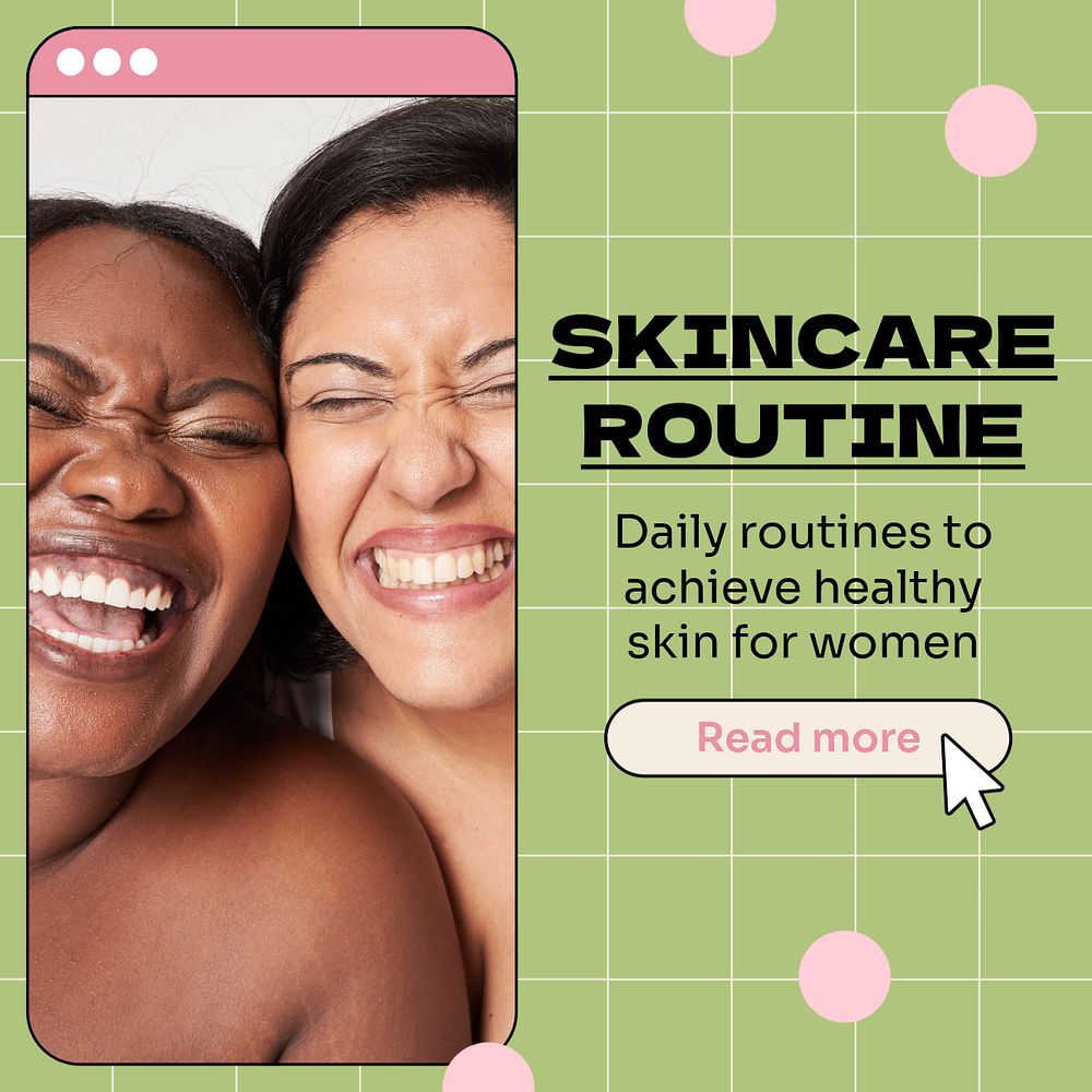 Skincare routine Instagram post template, editable text