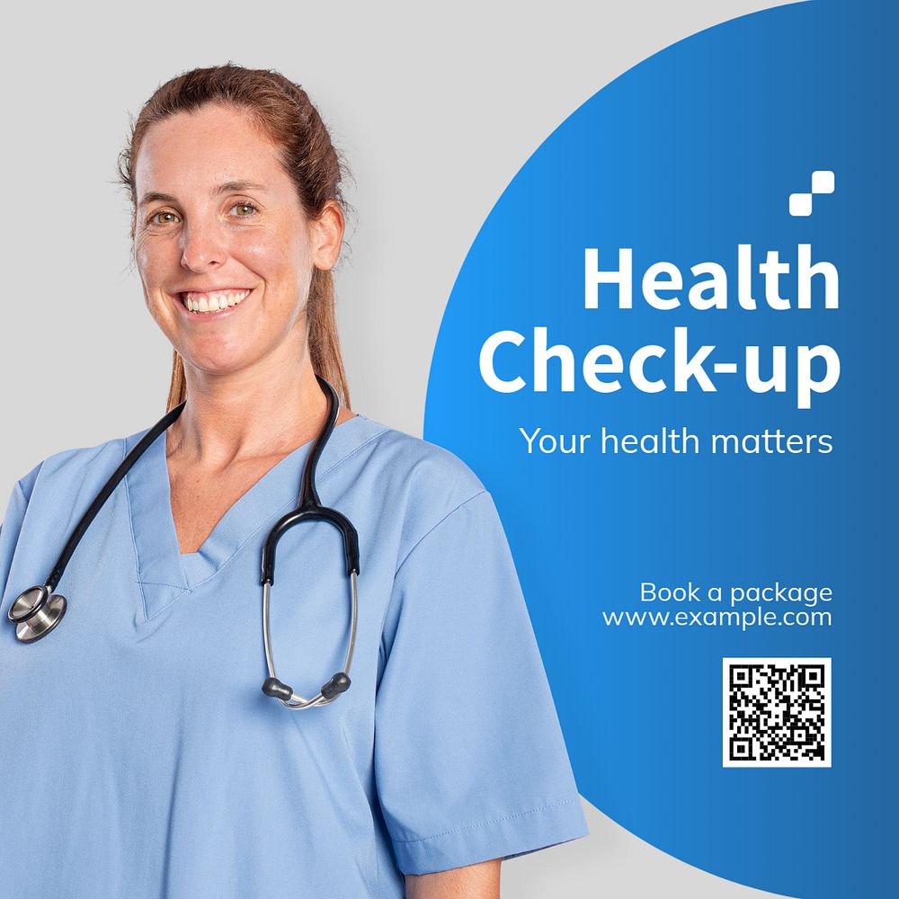 Health check-up Instagram post template, editable text