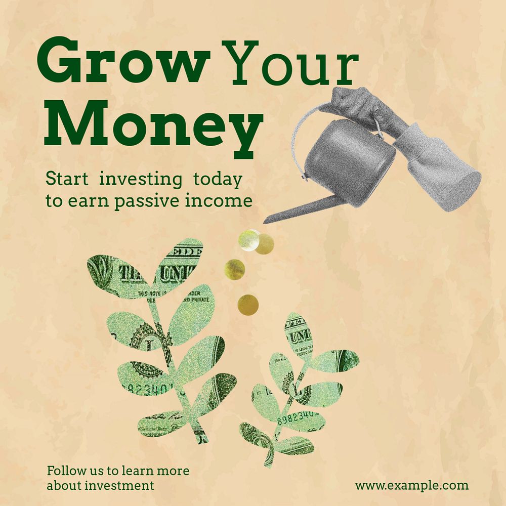 Grow your money  Instagram post template, editable text