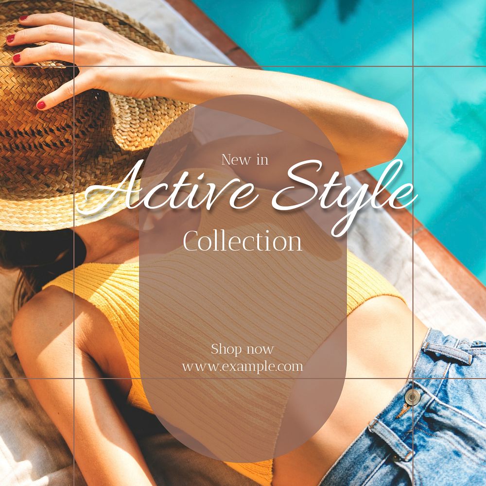 Active style, fashion  Instagram post template, editable text